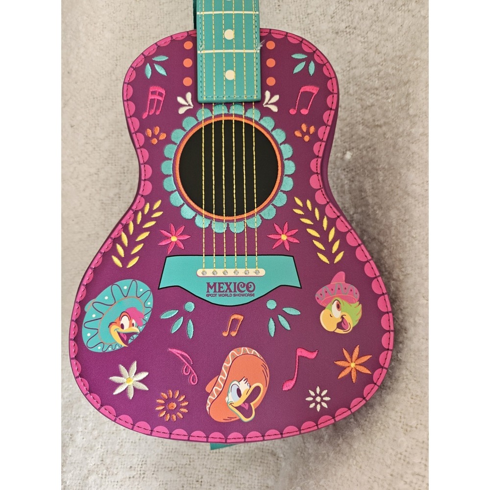 NWT 2026 Disney Parks Epcot Mexico The Three Caballeros Guitar Loungefly  Bag - Picture 2 of 12